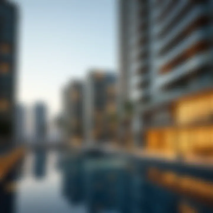 Detail of a luxury apartment building in Dubai Marina with innovative design
