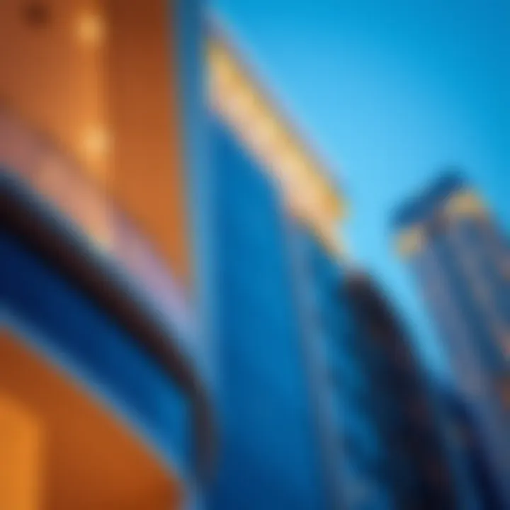 Close-up of the architectural details of Marina Crown Tower