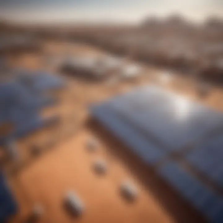 Futuristic solar panels integrated into the architecture of Masdar City.