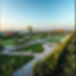 A panoramic view of Mirdif Park showcasing its lush greenery and recreational areas
