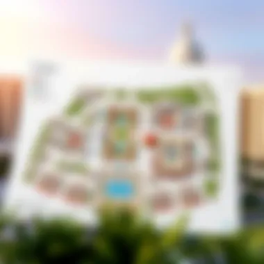 Architectural layout plan of Nad Al Sheba Gardens highlighting different zones.