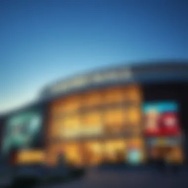 Exterior facade of Nakheel Mall during sunset