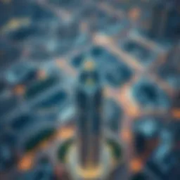 Aerial view showcasing the strategic location of Nassima Tower in Dubai