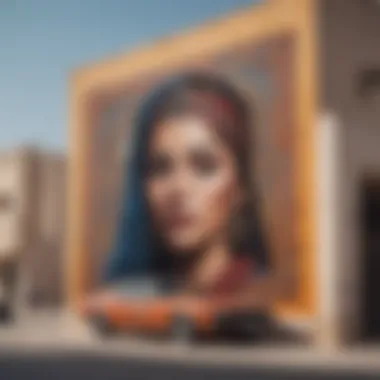 A vibrant street art mural that represents the cultural creativity of Al Quoz.