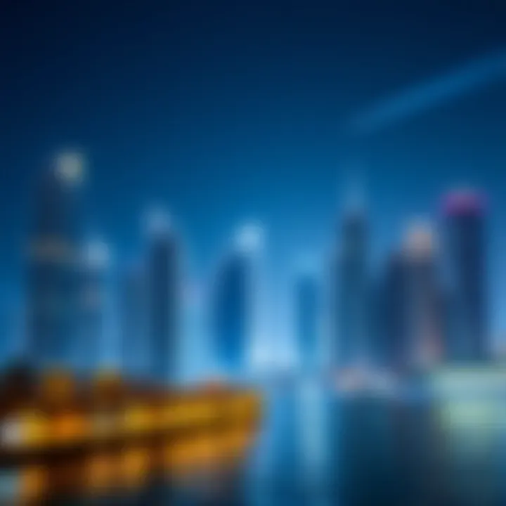 Dubai skyline with iconic buildings