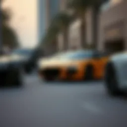 Luxury cars in Dubai showing the automotive culture