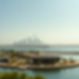 A panoramic view of Maryah Island showcasing its skyline and waterfront.