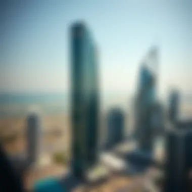 Strategic Location of One JLT Tower in JLT Panoramic view of Jumeirah Lake Towers highlighting One JLT Tower's strategic location