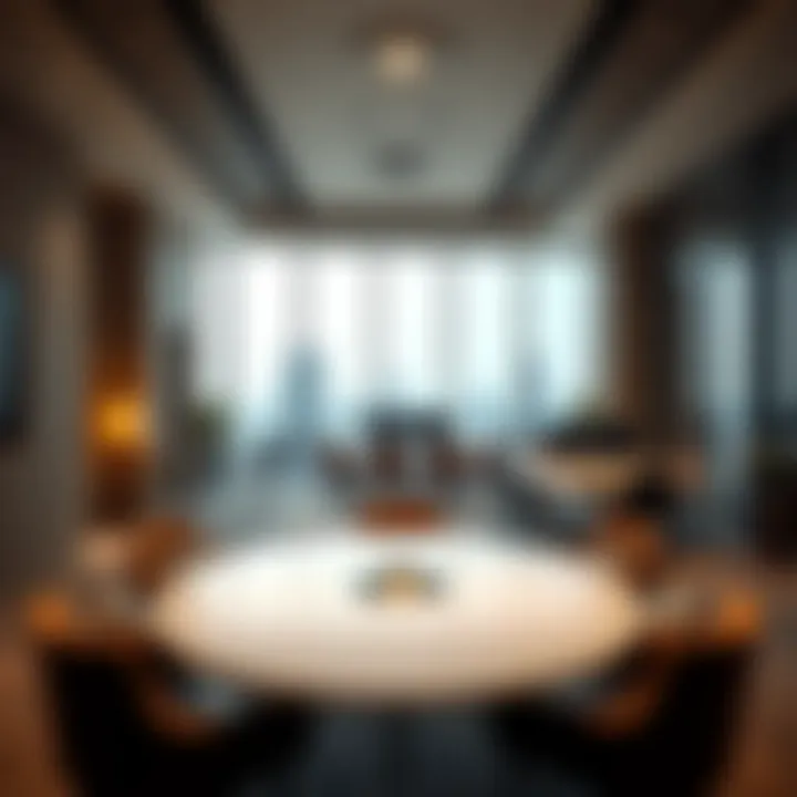 Interior view of collaborative workspaces at One Tower