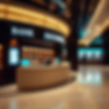 Interior of a bank showcasing currency exchange services