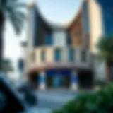 Scenic view of a modern currency exchange center in Dubai