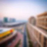 Aerial view of JBR Walk with visible parking areas