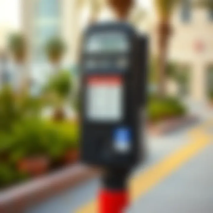 Parking meter with payment options displayed