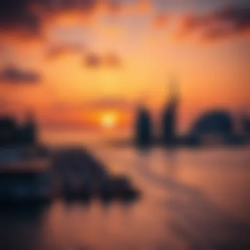 Stunning view of Pearl Jumeirah Beach at sunset