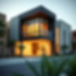 Exterior view of a rental annex in Dubai showcasing modern architecture