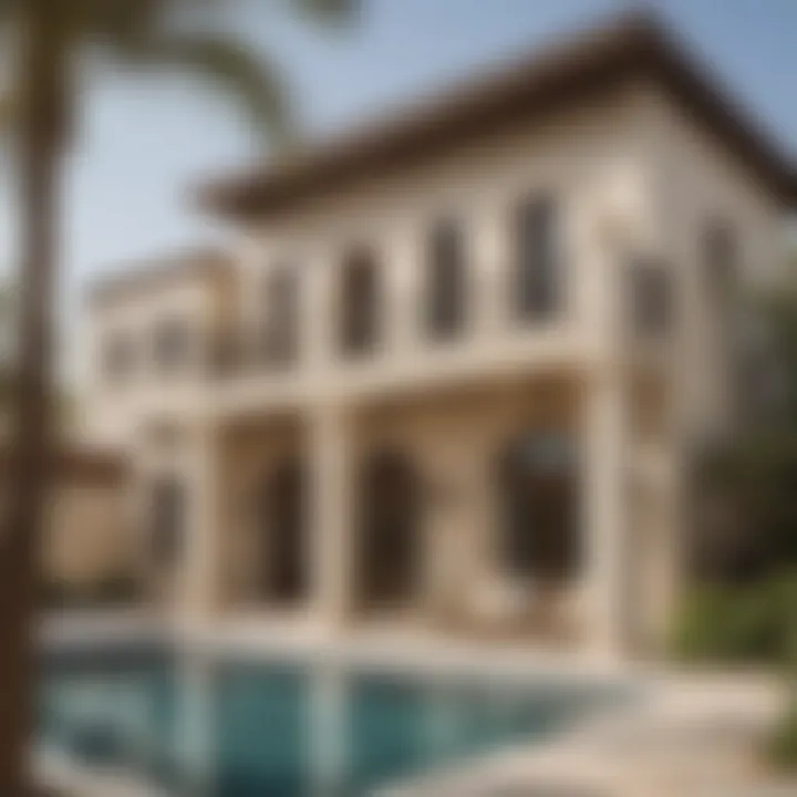 Luxurious villa exterior in Al Zahia