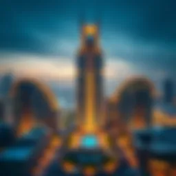 Panoramic view of Rihan Heights Tower B showcasing its stunning architectural design