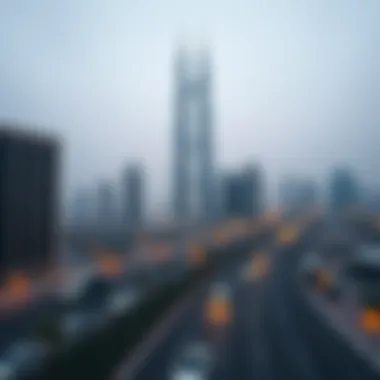 Overview of Sheikh Zayed Road highlighting Latifa Towers