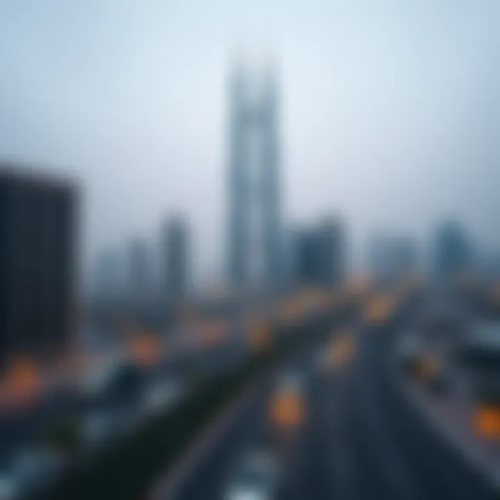 Overview of Sheikh Zayed Road highlighting Latifa Towers