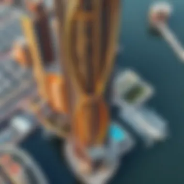Aerial Perspective of The Point Tower Aerial view illustrating The Point Tower's location in the vibrant Dubai Marina