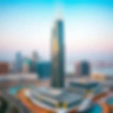 The Point Tower in Dubai Marina Stunning view of The Point Tower against the Dubai Marina skyline