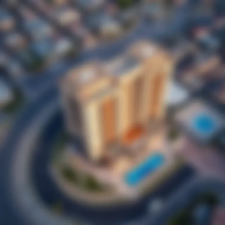 Aerial shot of Jumeirah Village Circle displaying the Tiger Building's location