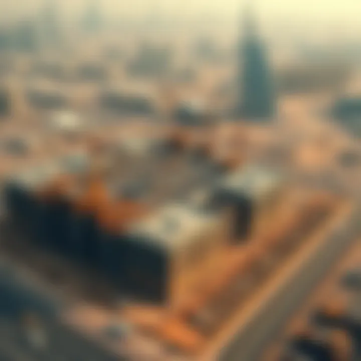 Aerial view of a major construction site in Dubai