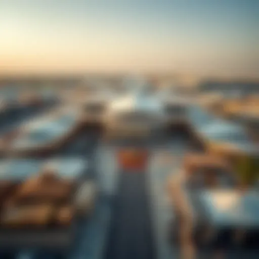 Aerial view of a bustling auction venue in UAE