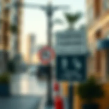 Signage indicating parking regulations and timings