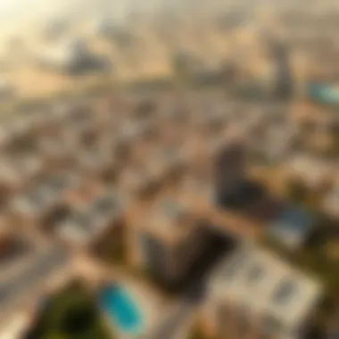 Aerial view of the Majan area emphasizing the strategic location of Zubaida Residence