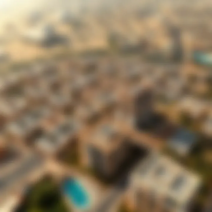 Aerial view of the Majan area emphasizing the strategic location of Zubaida Residence